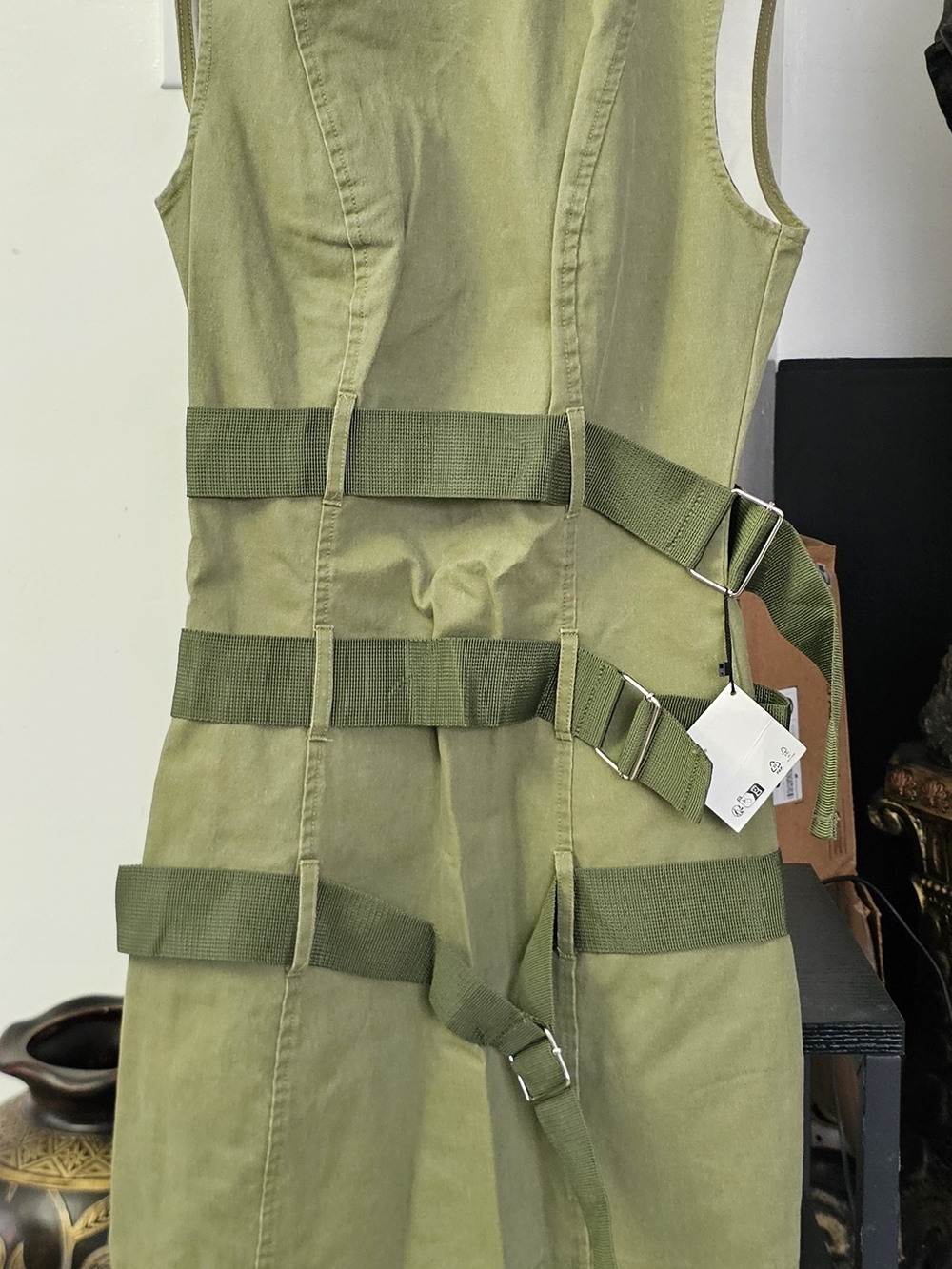 Zara Olive Green Sleeveless Utility Dress